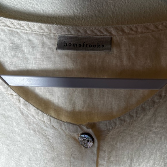 Homefrocks Cream Linen Pearl Button Down Long Sleeve Tunic Size S - Picture 5 of 6